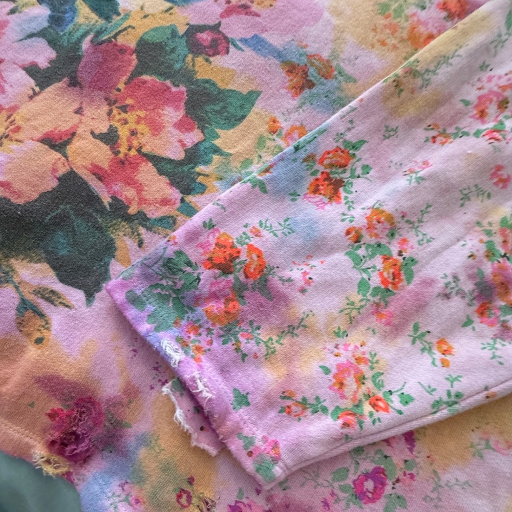 Magnolia Pearl RARE Songbird Floral Sweatshirt Purple Tie Dye Bird Distressed - Picture 14 of 16